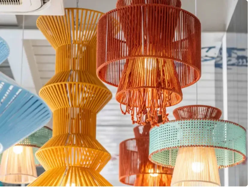 colorful glass ceiling lights in bohemian and luxury styles.