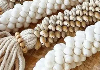 White Amond Curtain Ties With Seashells