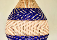 Blue Ryaki Rattan Pendant Lampshade