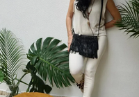 Cowgirl Cross Purse Indian stitches (Brown)